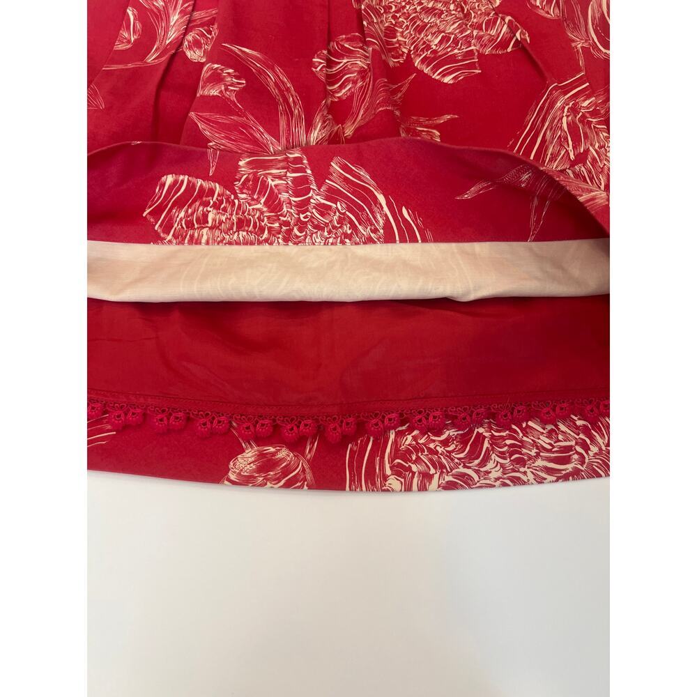 ANTHROPOLOGIE LEIFSDOTTIR FLORAL PLEATED SKIRT RED AND WHITE SIZE 8 - Picture 9 of 13